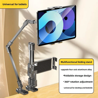 Adjustable Bed Phone Holder Stand for 4.7-12.9 Inch Phone Tablet, Foldable Metal Arm Desk Clamp, 360° Viewing