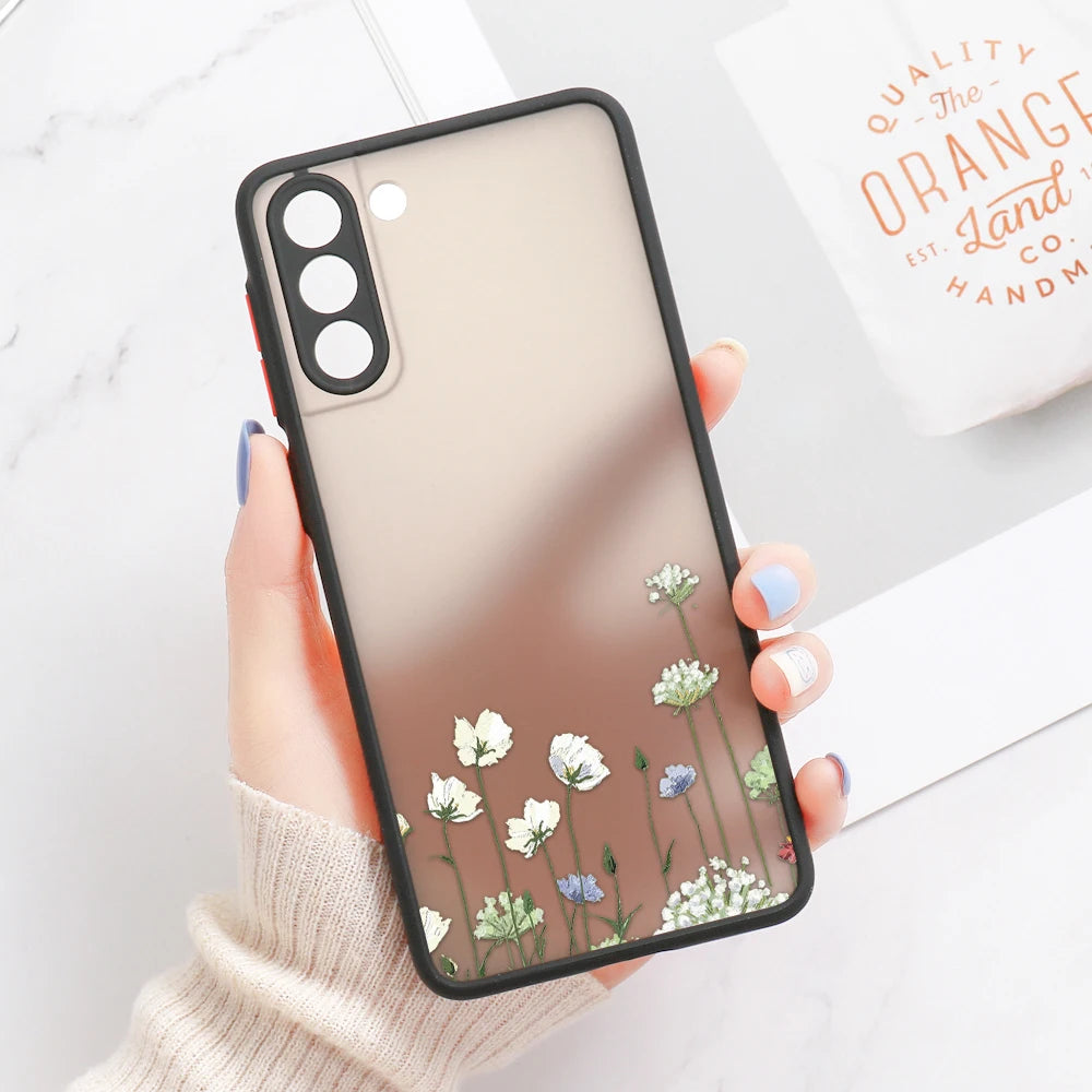 For Samsung S24 S22 S26 Ultra Case Cover Samsung Galaxy S25 S23 Ultra S21 Plus S20 FE Note 20 Ultra Lavender Flowers Clear Cases