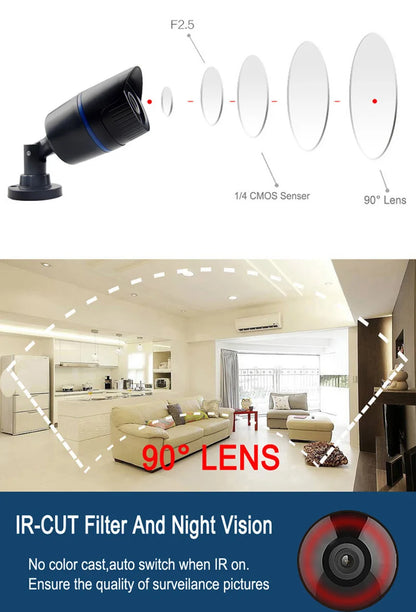 JIENUO 4K HD AHD Camera 5MP Infrared Night Vision 2MP Outdoor Waterproof CCTV Security Surveillance 1080P Indoor Home Bullet Cam