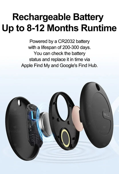 Dual System MiLi MiTag Smart Location Tag Bluetooth GPS Tracker Locator Keys Finder Works With Apple Find My & Google Find Hub