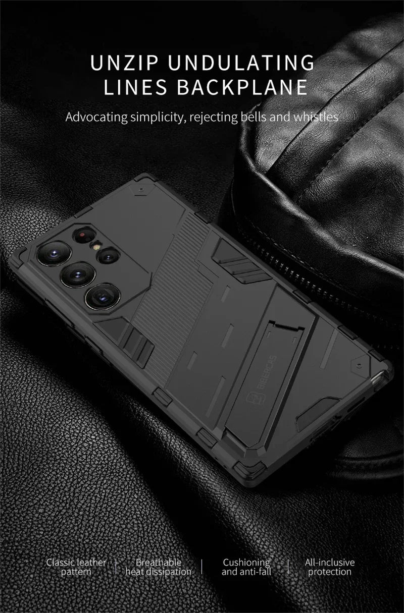 Armor Shockproof Phone Case For Samsung Galaxy S26 S25 S24 S23 S22 Ultra Plus Edge  S26 Pro With Holder Lens Protect Cover