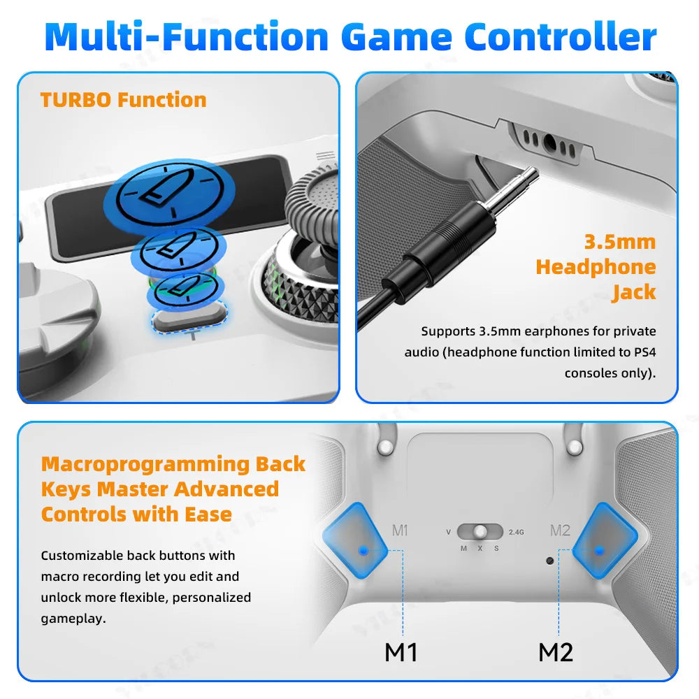 G8 Wireless Game Controller for PC Switch Android iOS Mobile Phone 4 Hall Operation-with TMR Hall Joystick, 30-90gf Adjustable Damping, Smart Screen, Turbo Macro RGB Light, 6-Axis Vibration Gamepad