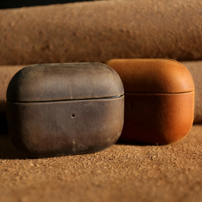 Crazy Horse Genuine Leather Case For Airpods Pro 3 Cases Airpods 5 3 4 Handmade Wireless Bluetooth Earphone Box Protective Shell