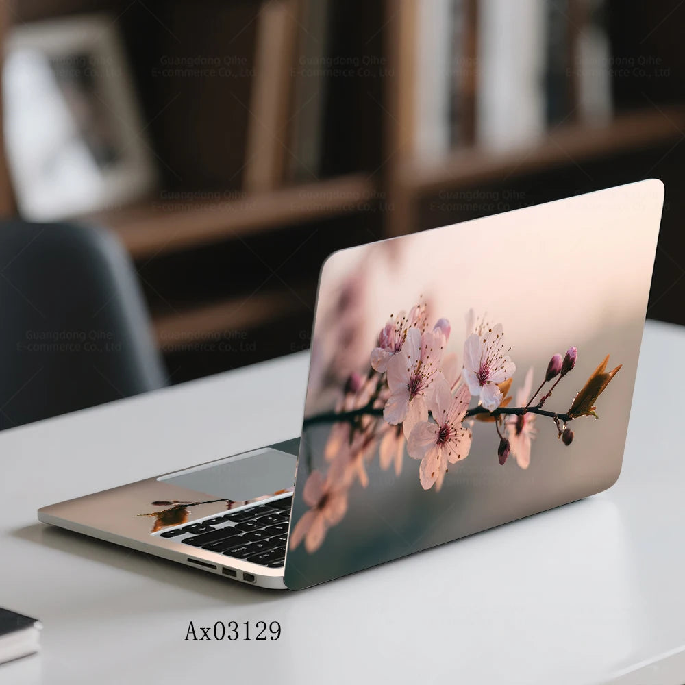 Pink Flower Laptop Stickers Self Adhesive Waterproof Anti Scratch Notebook Cover for Device Notebook MacBook Protective Skins