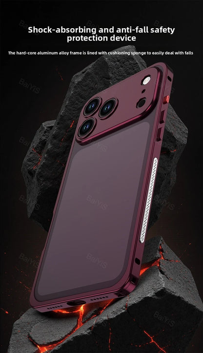 Luxury Metal Alloy Lens Protector Frame Phone Case For iPhone 18 17 16 15 14 13 Pro Max Plus Heat Dissipation Shockproof Cover