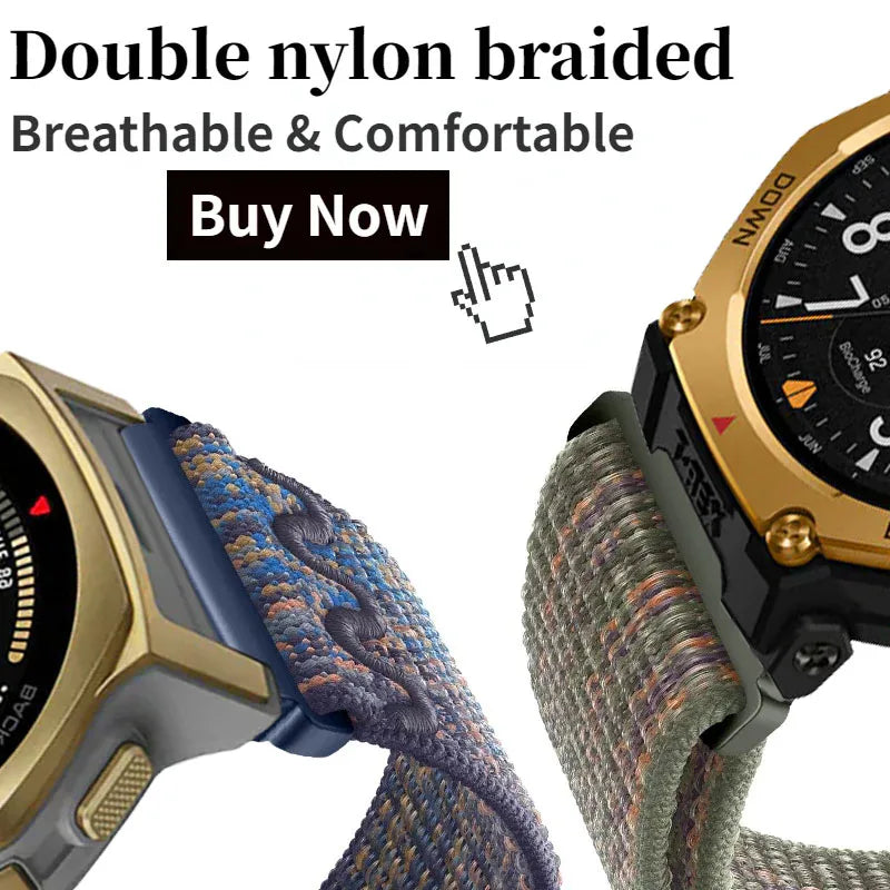20mm 22mm Nylon Strap For Amazfit T-Rex3 Pro 44mm 48mm/Active 2 square Braided Bracelet Band For Amazfit Bip 6-5/Balance 2/Helio