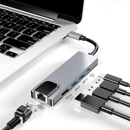 5 in 1 USB C Hub to 4K HDMI-compatible USB 3.0 2.0 Type C Charging RJ45 100M Splitter USB 3.0 5Gbps High Speed USB C HUB Adapter