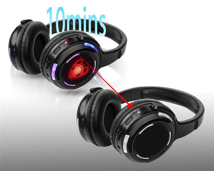 Best Silent Disco Headset Party System LED Flashing Headphones with 3-CH 500M  Transmitter- RF Wireless For iPod MP3 DJ Music