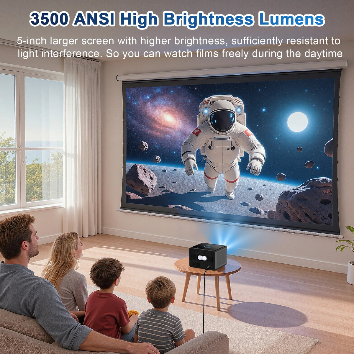 HORLAT Sealed Optical Google TV Projector 3500ANSI Bluetooth Voice Control Auto Focus WiFi 6 4K UHD Home Theater Movie Projector