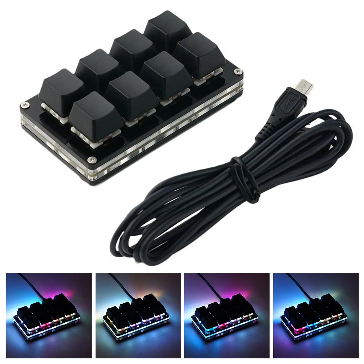 USB Programming Macro Custom Mechanical Keyboard RGB 24/16/12/9/8/4/3/2 Key Copy and Paste DIY Gaming Mini Keypad Macropad