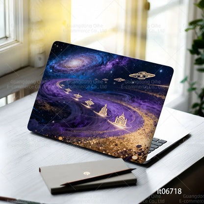 2PCS Galaxy Planet Laptop Skin Sticker, Space Black Hole Universe Design Decal Cover for Macbook HP Dell Lenovo 11-17 inch