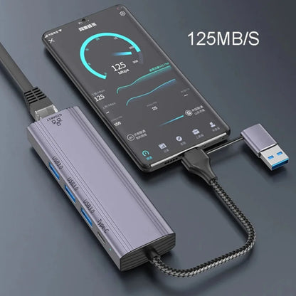 MZX USB A Type C 3.0 Hub to RJ45 Network Card Converter 1000Mbps Ethernet Concentrator Adapter Docking Stattion Splitter Dock