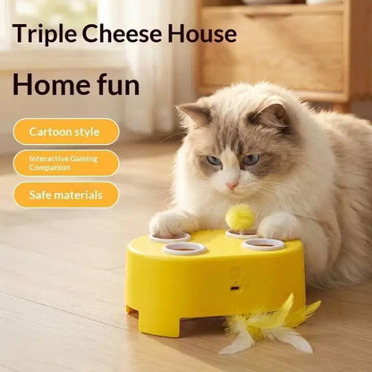 Whack A Mole Smart Cat Toy Automatic Pop-Up Rechargeable Feather Toy for Cats Interactive Playing Kitten Training Pet Supplies