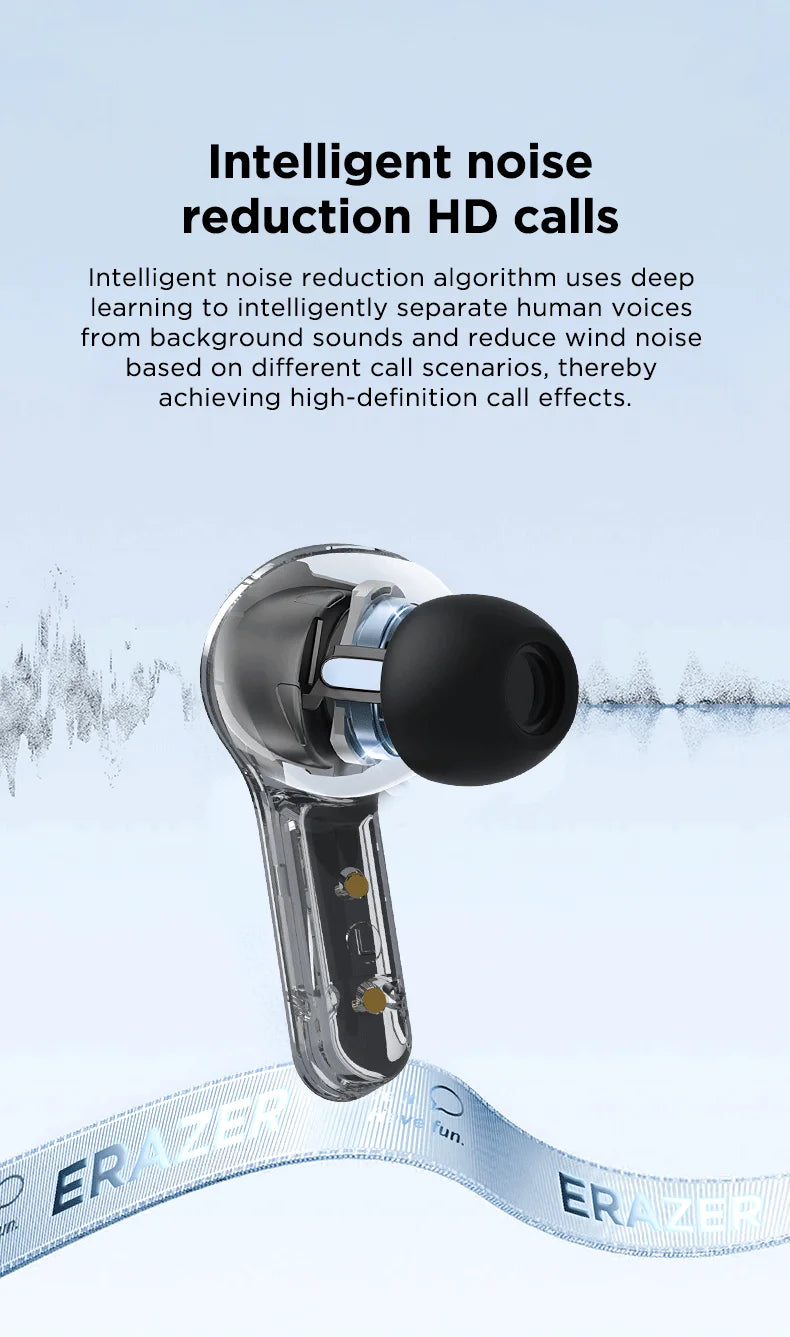 Low Latency Earphones ERAZER XP16 Wireless Earbuds AI Translation High-definition LCD Display For Music Sports Gaming Office