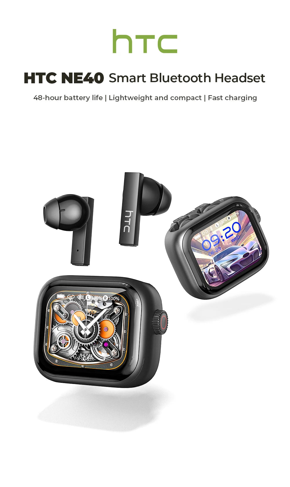 Headphones Bluetooth 5.2 TWS HTC Wireless Earphones Sports Earbuds With Microphone Full HD LCD Display Control Music Headset