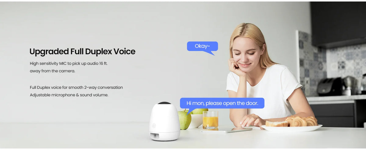 Tenda 2K Indoor Camera WiFi6 Wireless Cameras for Home Security One-Touch Calling Human/Pet/Baby Crying Detection Night Vision