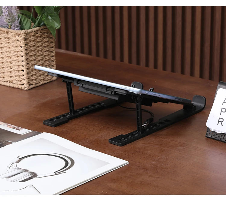Adjustable Tablet Laptop Cooling Stand with Foldable Design Portable Air-Cooled Monitor Holder for Various Scenarios