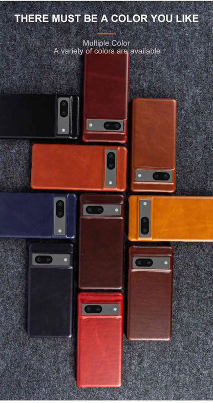 For Google Pixel 7 Case Luxury Oil Wax Genuine Leather Cover Pixel 6A 8Pro 7Pro 5A Capa Protective Etui Back Coque Carcasa Shell