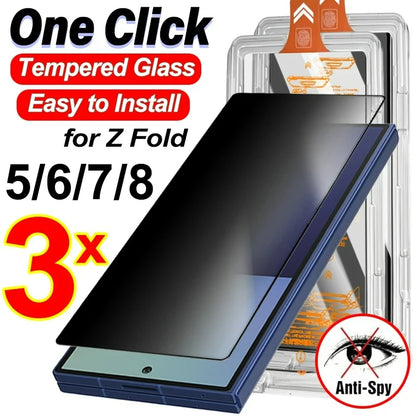 Privacy Screen Protector Anto-installation for Samsung Galaxy Z Fold 8 7 6 5 Anti-Spy Back Tempered Glass For Z Fold8 Ultra