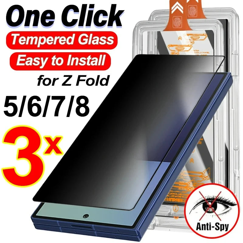 Privacy Screen Protector Anto-installation for Samsung Galaxy Z Fold 8 7 6 5 Anti-Spy Back Tempered Glass For Z Fold8 Ultra