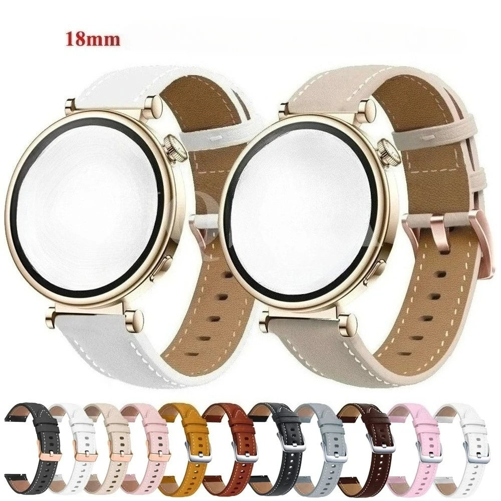 Watch Band For HUAWEI WATCH GT5 GT4 41mm PU Leather Bracelet 18mm Strap For Garmin VENU 4 /3S 2S/Forerunner 255S 265S Watchbands