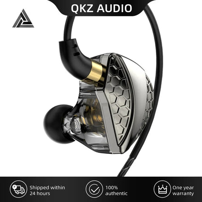 QKZ Hi6T In-Ear Headphones, Studio Monitors, Wired Bass Control, Mobile, Running, Live Streaming