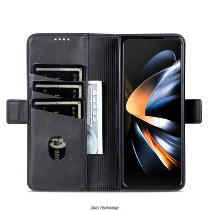 Magnetic Adsorption Leather Fitted Case for Samsung Galaxy Z Fold5 / Z Fold 5 6 7 4 3 5G Flip Cover Protective Case Fundas Coque