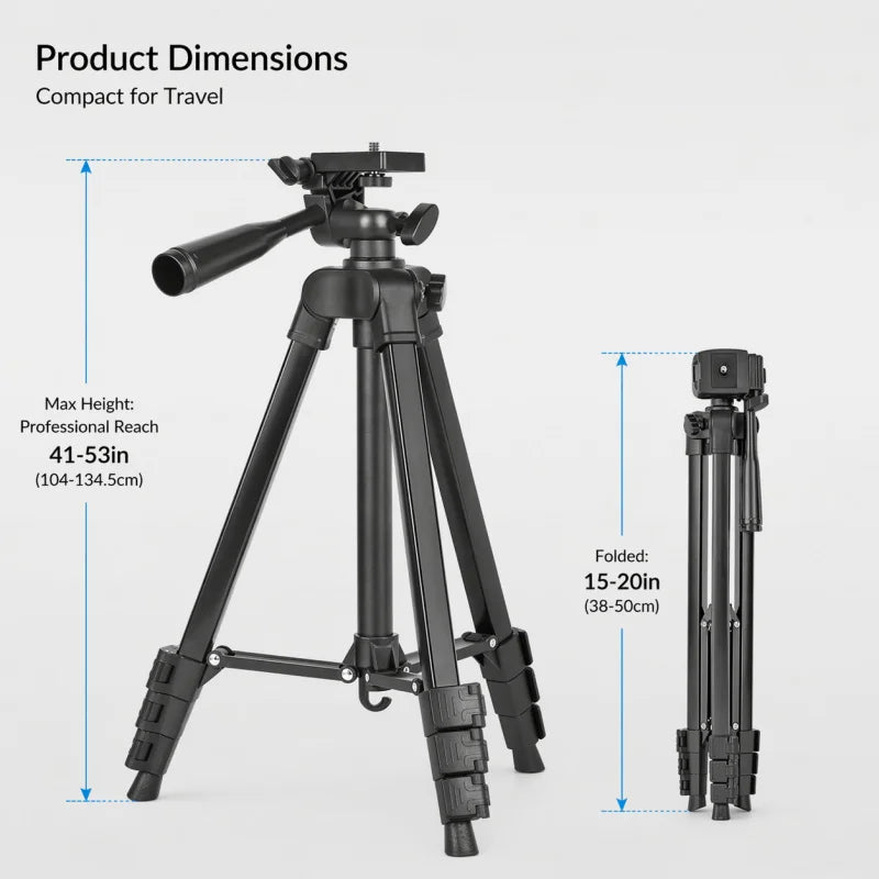 Camera Tripod Aluminum Professional Tripod Stand with Phone Mount Carry Bag for Camera Phone Photography