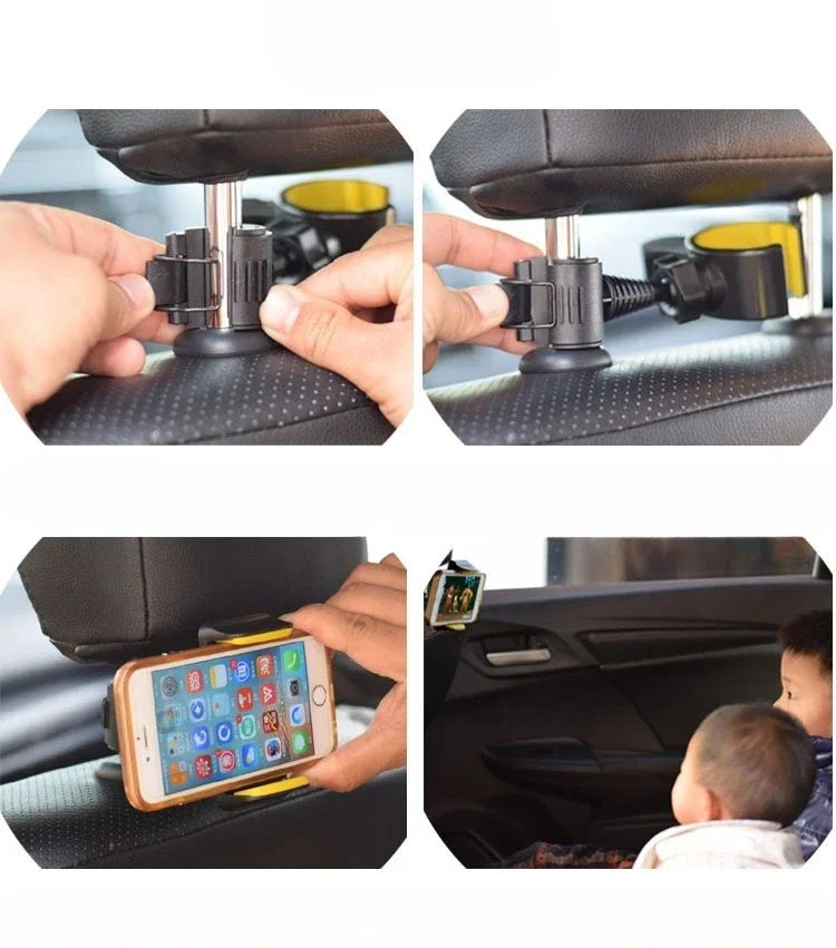 Universal Car Headrest Phone Tablet Holder Rear Seat Mount Stand Adjustable Hanging Hook for Mobile Phone iPad