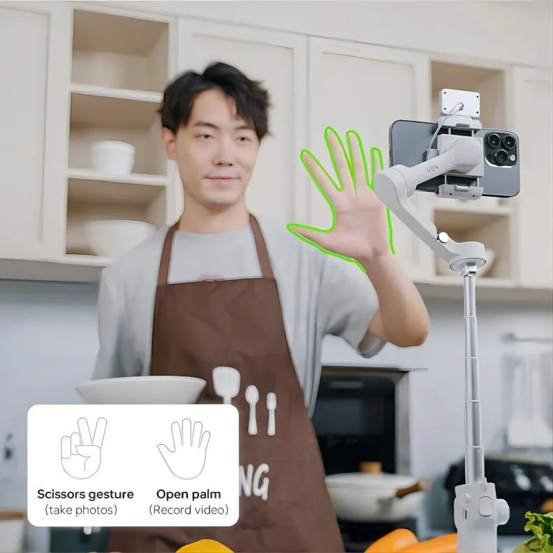 FeiyuTech VB4 3-Axis Gimbal Stabilizer for iPhone & Android, Built-in Selfie Stick, Foldable Design for Vlogging, Face Tracking