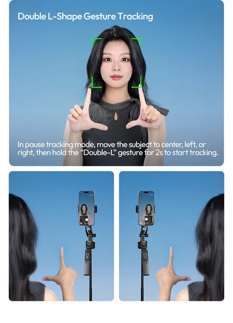 Ulanzi TT23 360° Auto-Tracking Selfie Stick Tripod Compact Foldable With Gesture Control Bluetooth Smart Face Tracking Tools