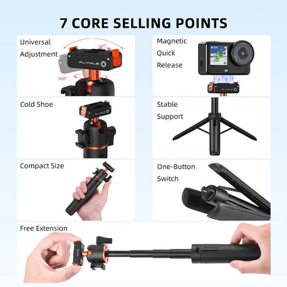Flymile Action 6 Extendable Tripod Selfie Stick With Quick-release Base for DJI OSMO Action 6 Accessories Vlog Handle