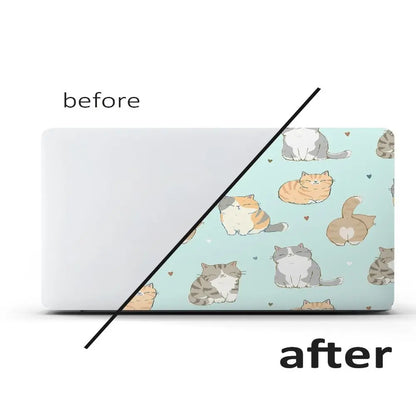 DIY 15inch Laptop Stickers Skins Cute Cat A+C Side Notebook Computer Cover Skin for Macbook /HP / Dell / Lenovo / Acer / ASUS