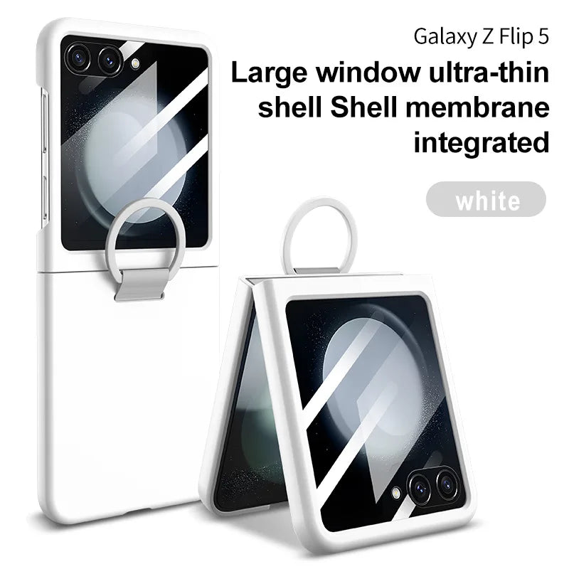 Hot Skin Feel Glass Case for Samsung Galaxy Z Flip 7 FE 6 5 5G Fold Business Fashion Cover Anti-knock Cases for Flip5 Flip6