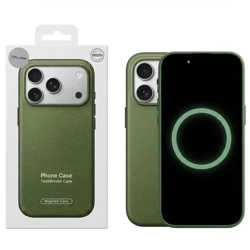 Luxury Official Technology Woven Magnetic Case For iPhone 18 17 16 15 14 13 Pro Max For Magsafe Technical Fabric Original Cover