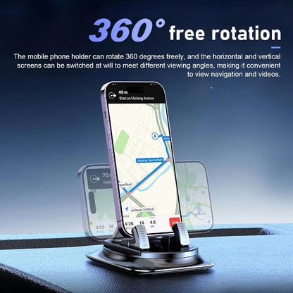 One-Hand Operated Dash Phone Clip, Shockproof 360° Rotatable Holder for Car, Perfect Angle Adjustable for Landscape & Portrait