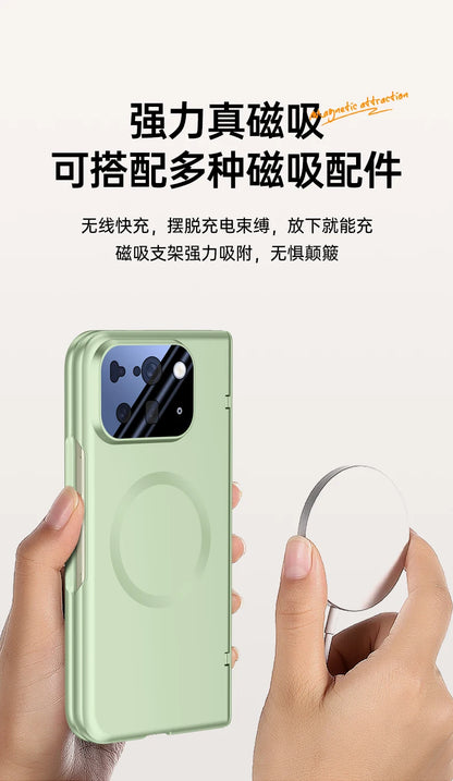 For Google Pixel 10 Pro Fold Case Magsafe Matte Spring Hinge Lens Screen Protector Full Protection All-inclusive Cover