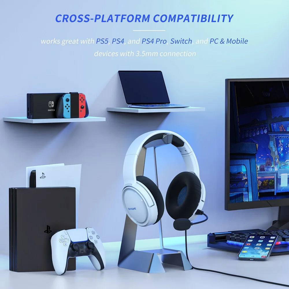 BINNUNE BG02 Headsets Gamer for PS4 PS5 Xbox Series X|S Xbox One PC Switch Wired Gaming Headphones for Playstation 5 Xbox 1