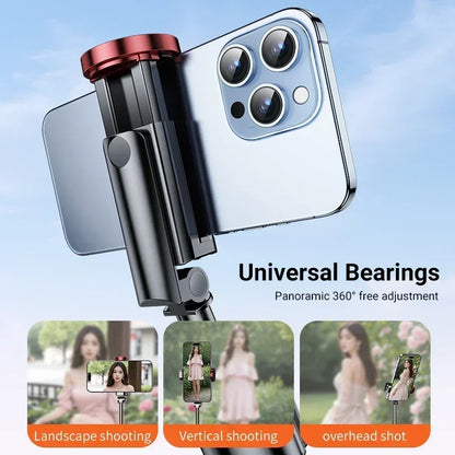 Selfie Stick 1.1 M Ultra Long Stretch Portable Phone Holder Integrated Design Bluetooth Remote With Fill Light Tripod Stand For