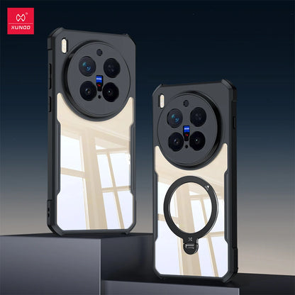 Xundd For VIVO X300 Pro X300 Ultra Case, Airbag Anti-drop Shell PC+TPU Back Stripes Transparent Cover With Magnetic Stand