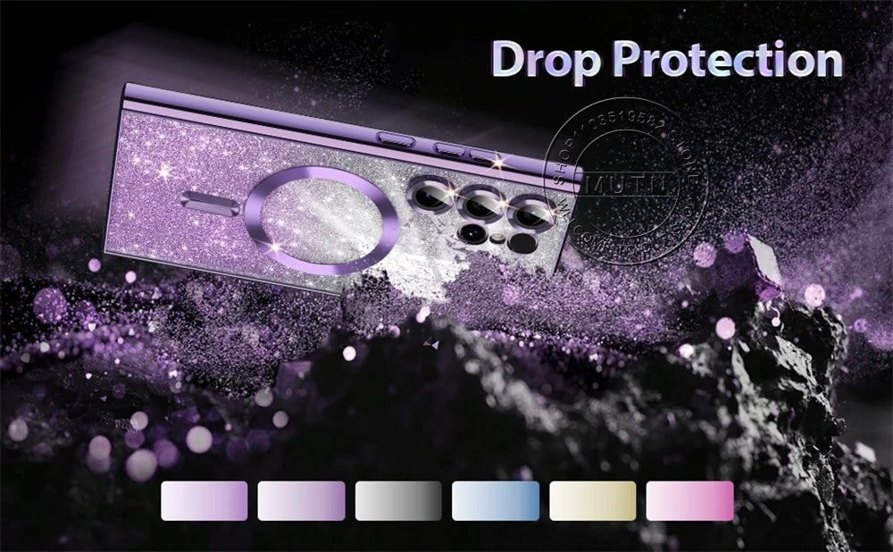 For Samsung Galaxy S26 S25 S24 S23 S22 S21 S20 Plus FE Case Note20 Ultra S24FE Plating Glitter Wireless Bling Cover Girls Women