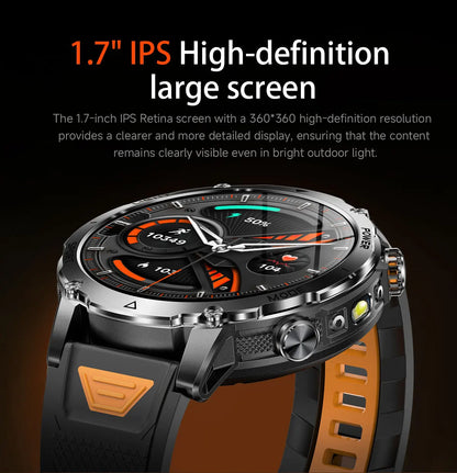 2026 New TANK Ultra 1400mAh Battery Military Smart Watch 10ATM Waterproof Heart Rate Tactical LED Flashlight Men Sports Bracelet