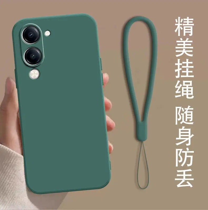 For VIVO Y29S Y19 5G Y04 Y19e 4G Case Simple Skin-friendly Silicone Lanyard Cover for VIVo Y29 s Anti-slip Shockproof Funda