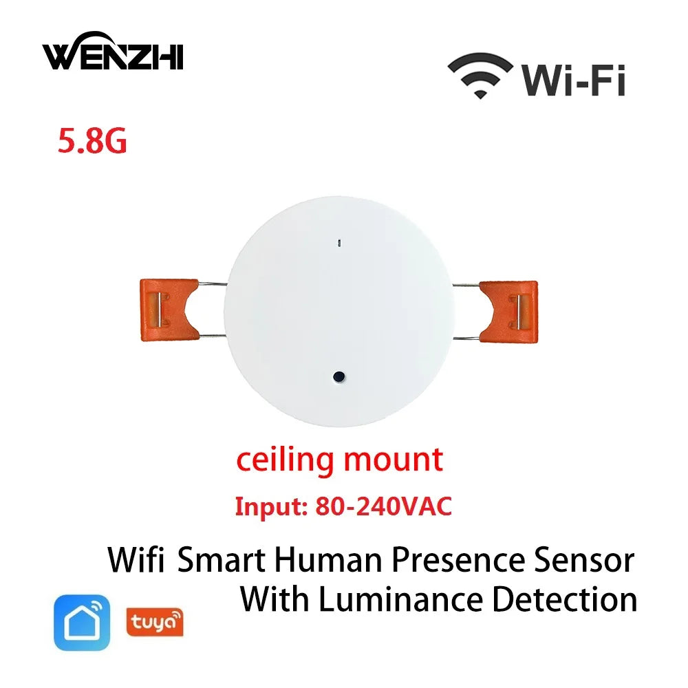 Wifi/ZigBee3.0 5.8/2.4G MmWave Human Presence Motion Sensor With Luminance/Distance Detection Tuya Smart Life Home Automation
