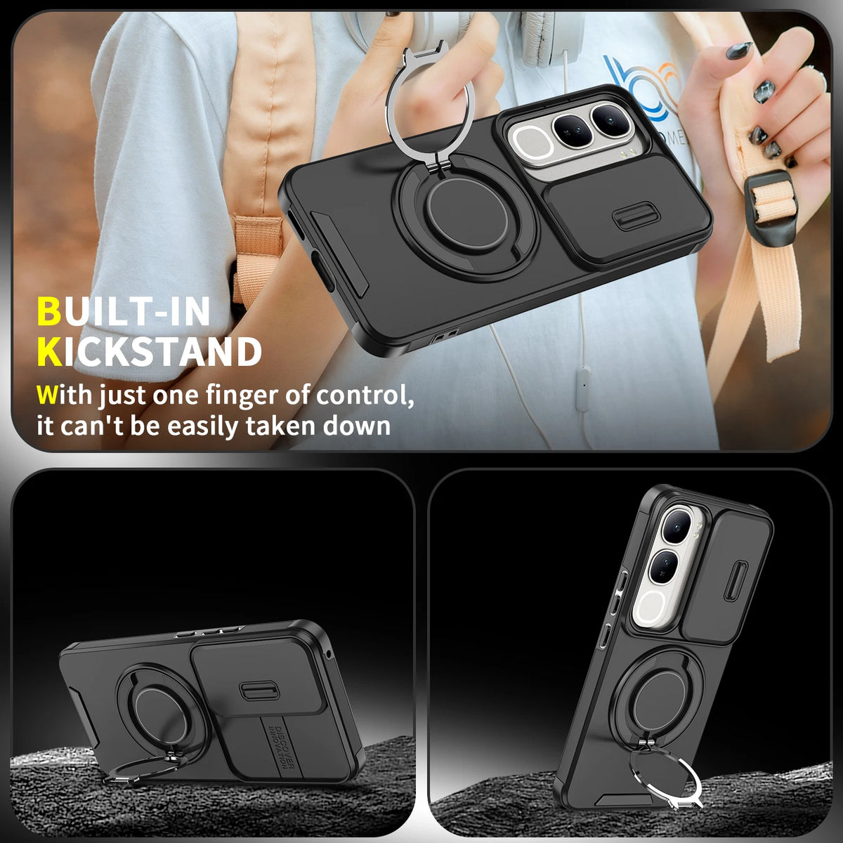 For Vivo V40 SE 80W Case Vivo V40 lite 4G 5G IDN Cover Y200 Magnetic Ring Armor Camera Lens Case Magsafe Wireless Charge Cover