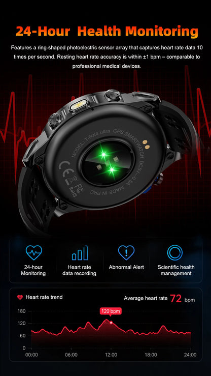 Men Outdoor GPS Smartwatch Offline Map 107 Sport Modes 1200mAh Battery BT Call Heart Rate BP SpO2 Fitness Sports Wrist Watch