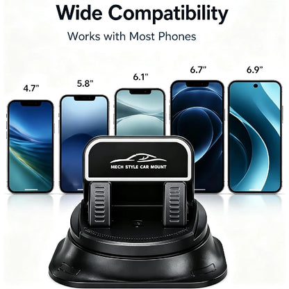 One-Hand Operated Dash Phone Clip, Shockproof 360° Rotatable Holder for Car, Perfect Angle Adjustable for Landscape & Portrait