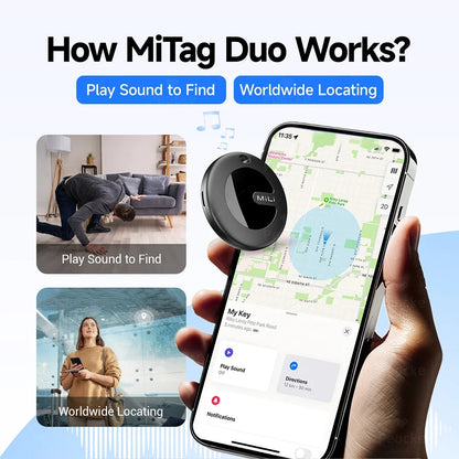 Dual System MiLi MiTag Smart Location Tag Bluetooth GPS Tracker Locator Keys Finder Works With Apple Find My & Google Find Hub