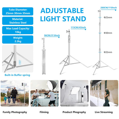 Super Stable Stainless Steel Big Tripod 2.8M Foldable Lighting Stand Tripod Photography For Fill Spot Light Softbox Photo Studio