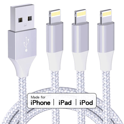 LAIHONEN MFi Certified 1PC/3PCS 10FT USB‑A to Lightning Cable Fast Charging Data Cord for iPhone 14 13 12 X XR